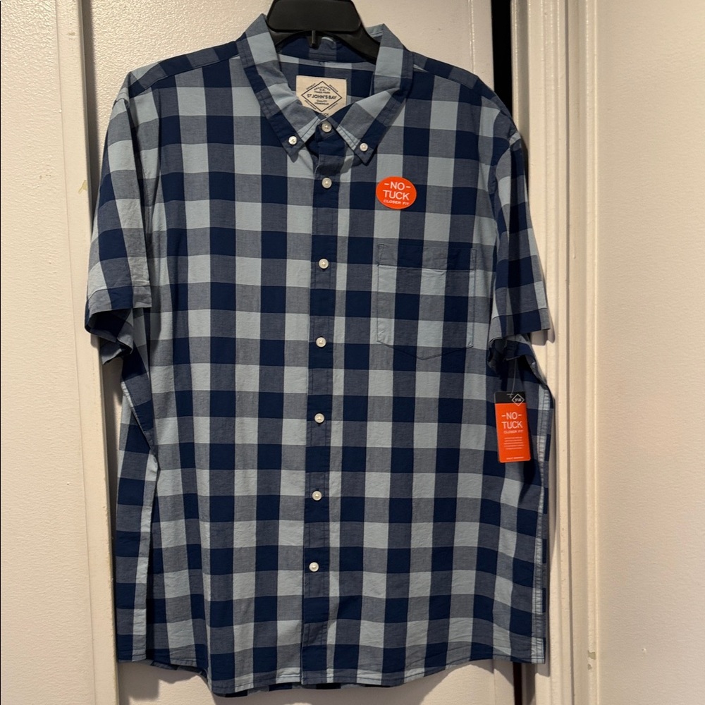 St. John's Bay Navy and Light Blue Plaid Shirt